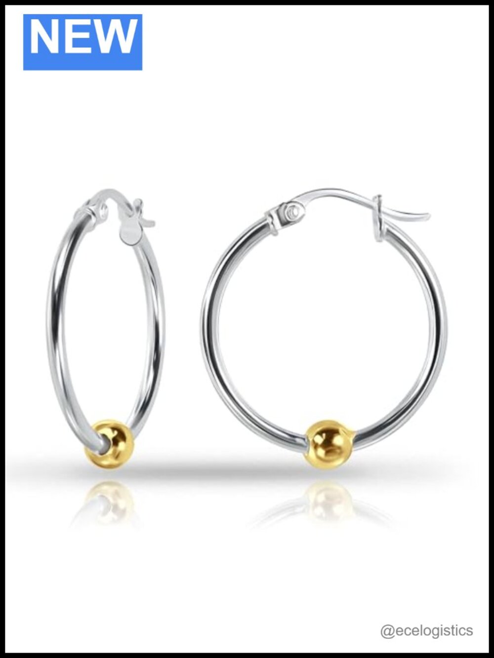 925 Sterling Silver Ball Bead Click-Top Hoop Earrings 18mm
